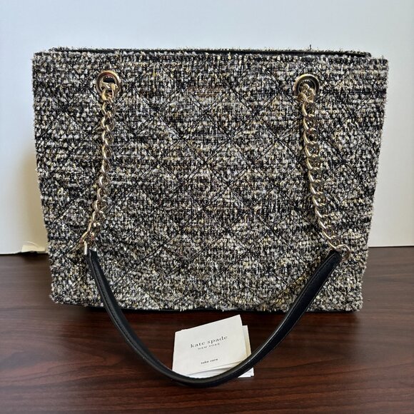 Kate Spade Natalia Chain Tweed Tote Shoulder Bag - Picture 8 of 12